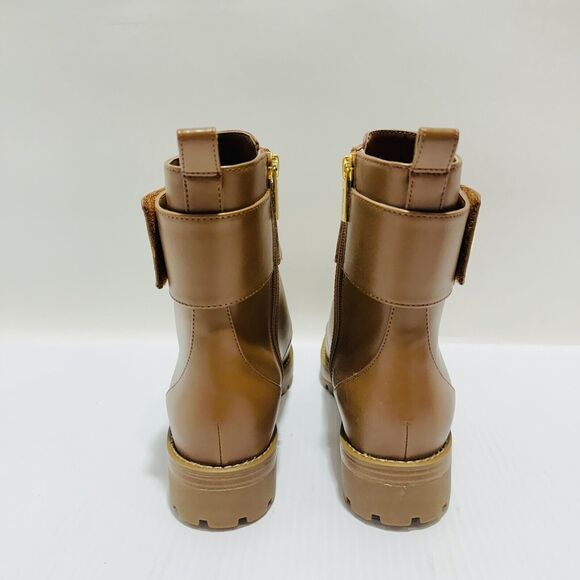 Michael Kors Tatum US 8 Combat Boots Brown Faux Leather Ankle Zip NWOB $225 - Picture 4 of 9